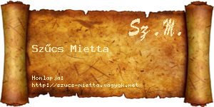 Szűcs Mietta névjegykártya